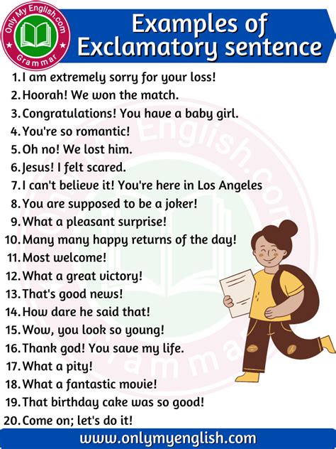 Congratulations! You have a baby girl. . What are 20 examples of exclamatory sentences